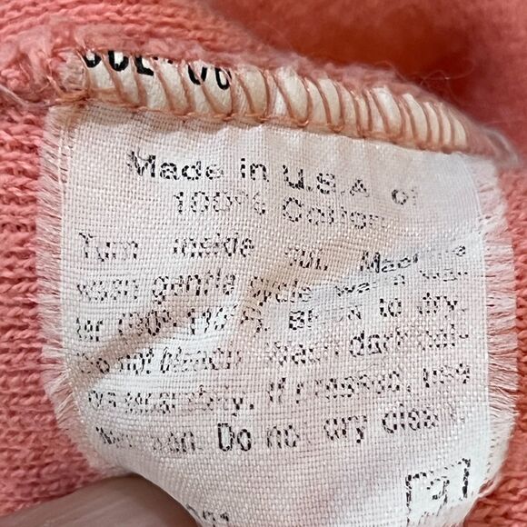 Vintage 80s Christian Dior Monsieur Cotton Coral Pink V-Neck Sweater USA Large - Picture 7 of 10
